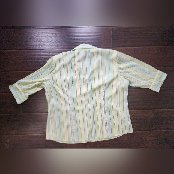 Cotton Express Striped Stretch Button Up Collared Womens Blouse 18W - Picture 8 of 9